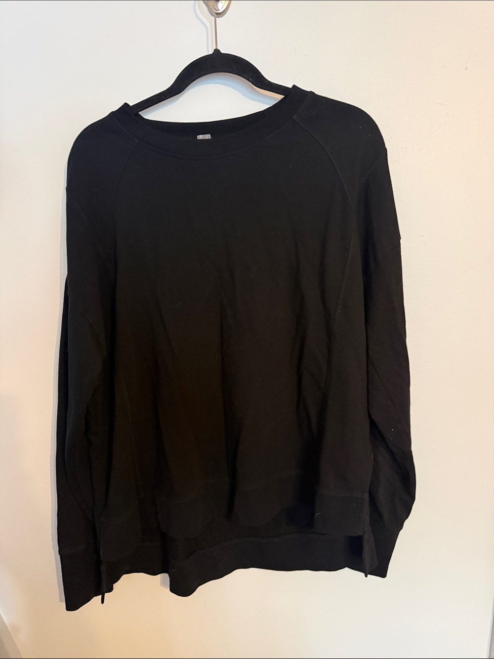 Sweaty Betty Black Oversized Long Sleeve Top XL Side Slit Activewear